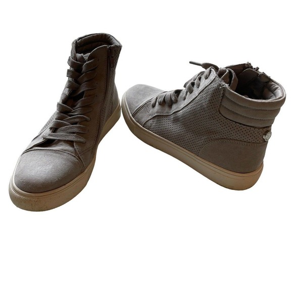 Steve Madden Gray Suede high top lace up side zip womens tennis shoes size 6.5 - Picture 3 of 16